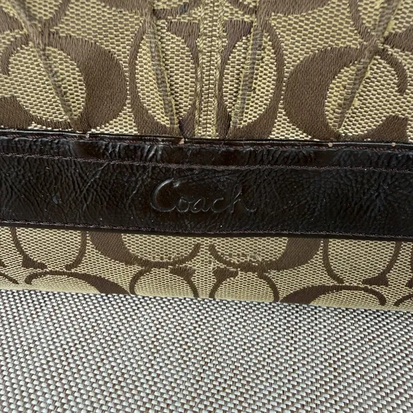 Coach Ashley Signature Jacquard Trifold‎ Wallet W/Checkbook Insert Y2K Vintage - Image 3