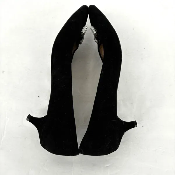 Coach Monroe Black Suede Kitten Heels Crystal Bow Pumps Women's Size 9 - Image 5