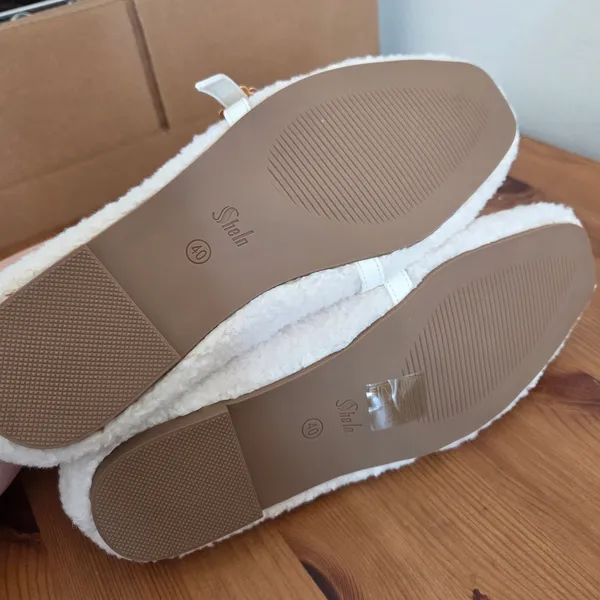 SheIn Faux Sherpa Ballet Flat Shoes Mary Janes Cream Ivory Buckle Twee Preppy Kawaii 9 - Image 8