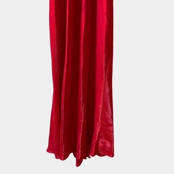Vintage Y2K Red Satin Lace Up Slip Maxi Dress Size 5/6 Coquette Y2K‎ Glam - Image 6