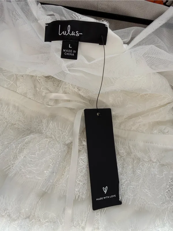 Lulu's White Sheer Lace Tiered Ruffle Peplum Top - Image 7
