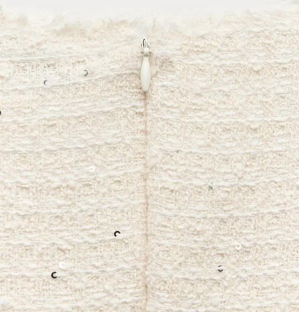 NWT❗️ZARA Elegant White Tweed Short Cutted Dress ZW Collection Mini Ivory Size M - Image 8