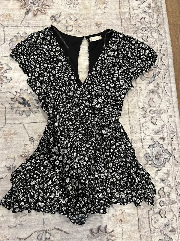 Altar'd State Black Floral Romper - Image 2