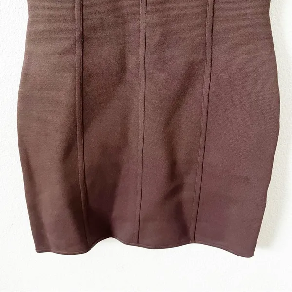 Aritzia Babaton Sculpt Knit Rich Mocha Brown Bodycon Seam Detail Mini Dress - Image 6