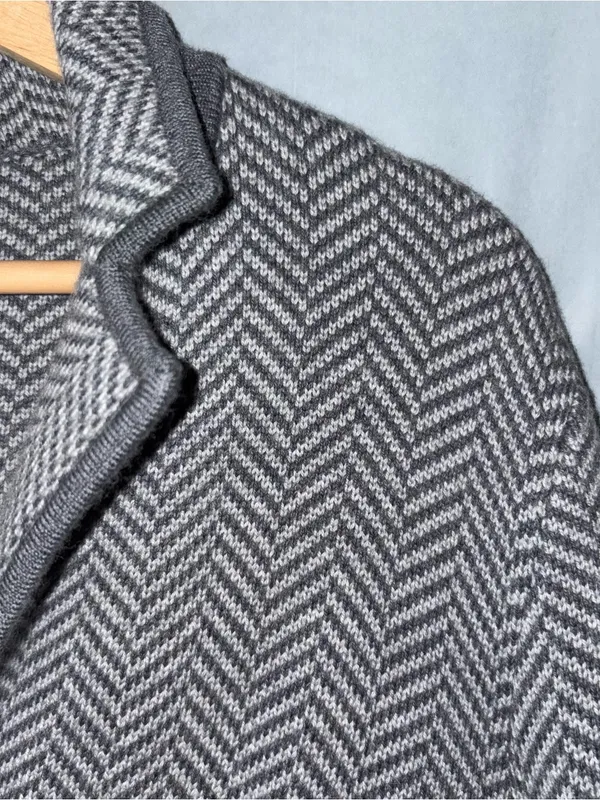 Talbots Merino Wool Sweater Jacket Womens Sz Small Gray Herringbone Office Work - Image 4