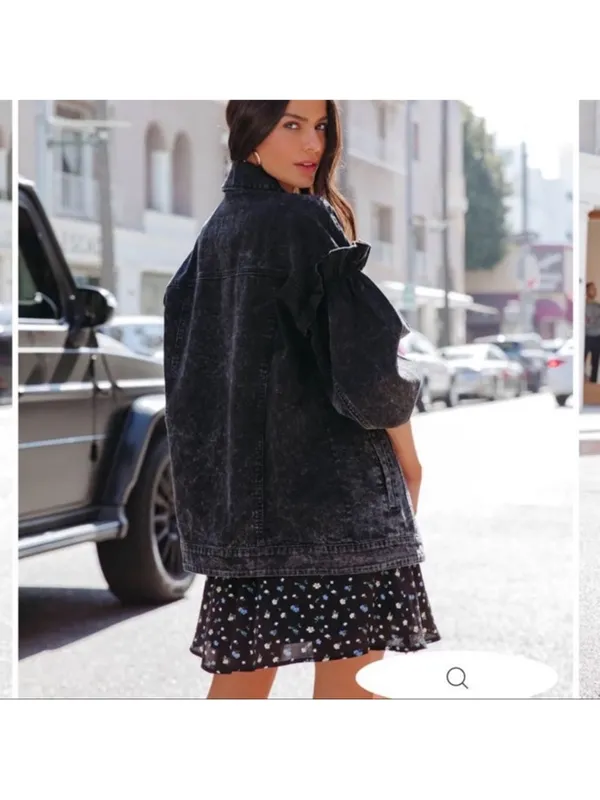 VICI Avec Les Filles Nayla acid wash denim jacket - black - Image 3