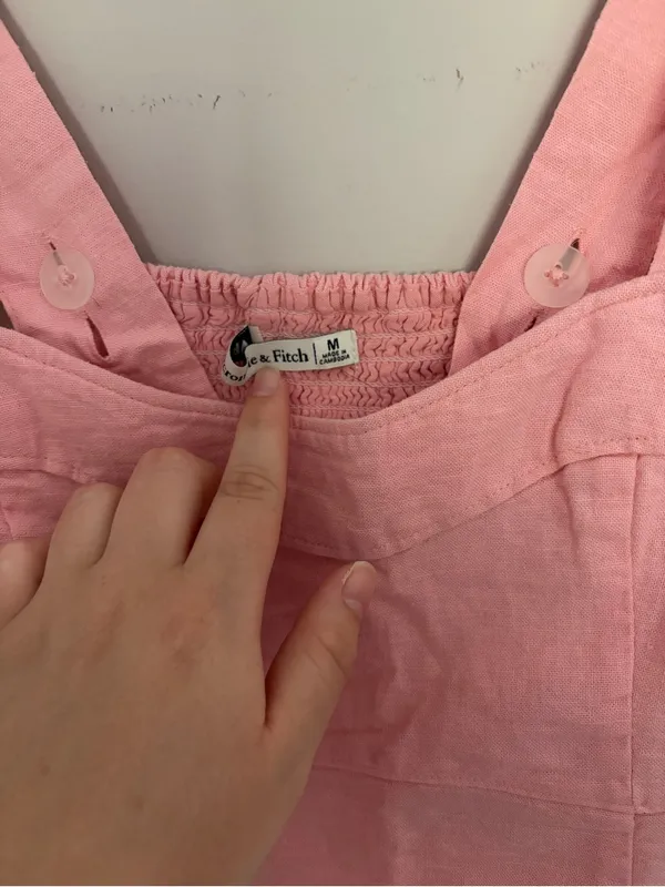 Abercrombie & Fitch Baby Pink Linen Blend Corset Crop Top Medium - Image 3