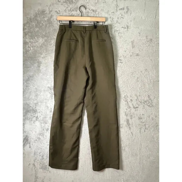 Walter Baker Olive Wide Leg Trousers High Rise‎ Utility Chic Quiet Luxury 6 - Image 3