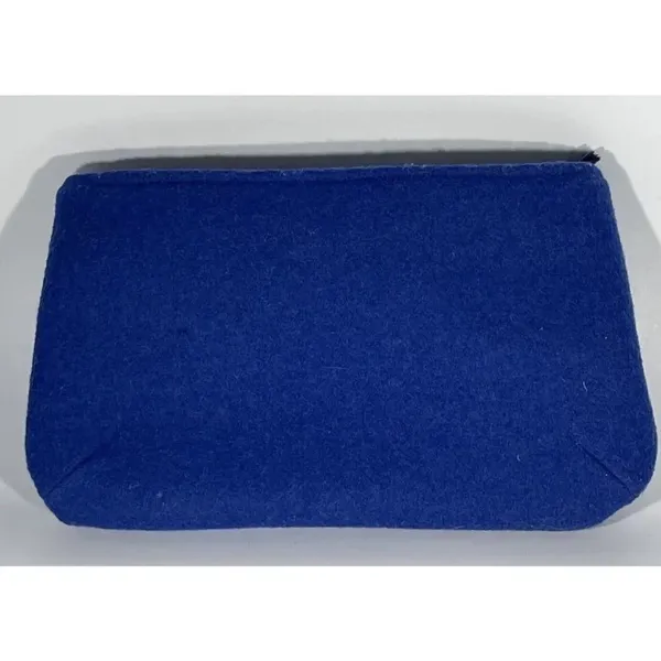 Womens Makeup Pouch Cosmetic‎ Wallet Blue Felted Skull Crossbones Punk Goth - Image 2