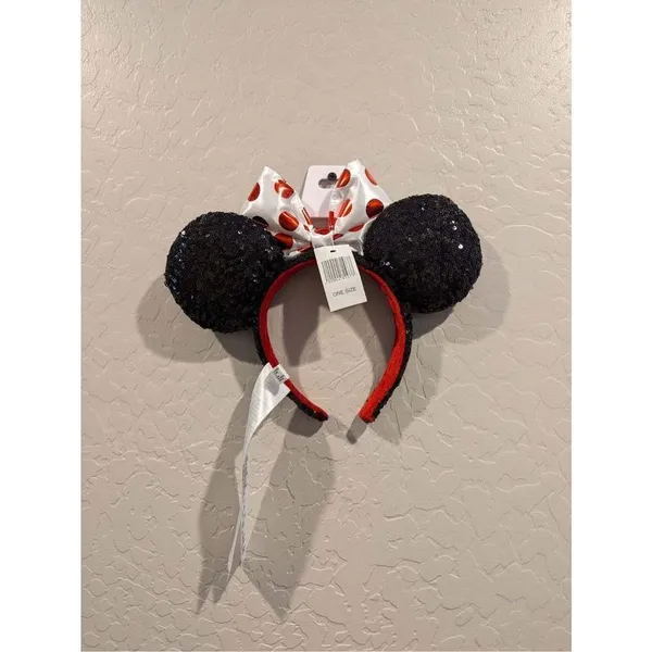Disney Parks Minnie Mouse Polka Dots White Bow Headband New With Tag - Image 2