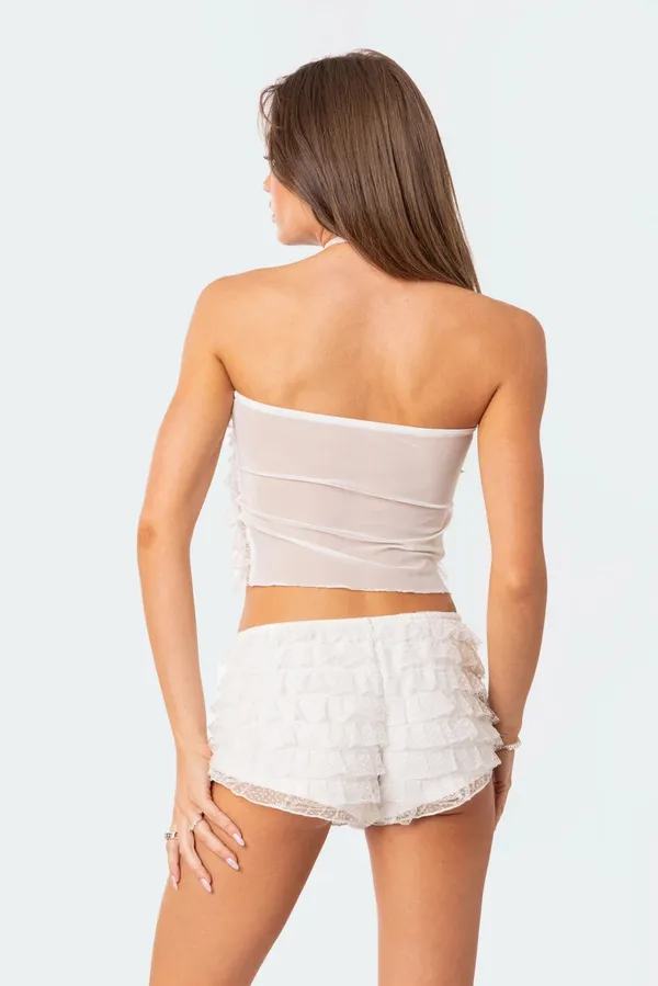 Edikted Julianna Sheer Ruffle Tube Top - Image 3