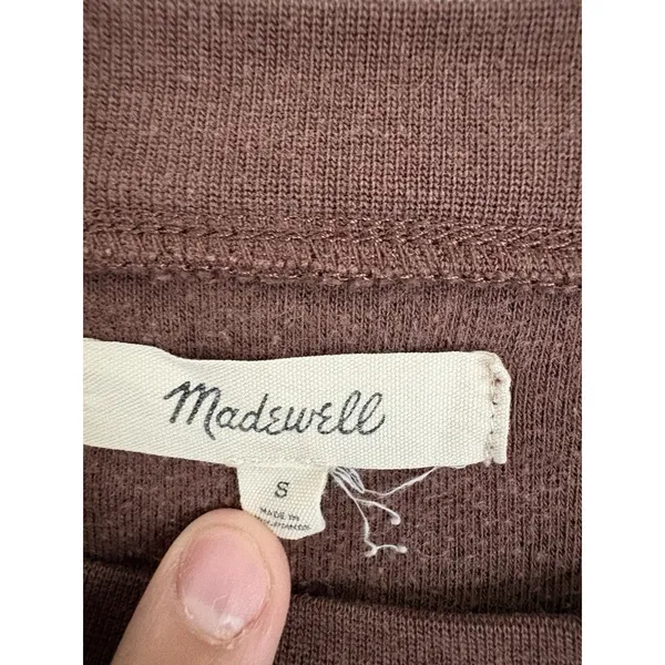Madewell (Re)sourced Brushed Side-Button Relaxed Sweatshirt Brown size Small - Image 3
