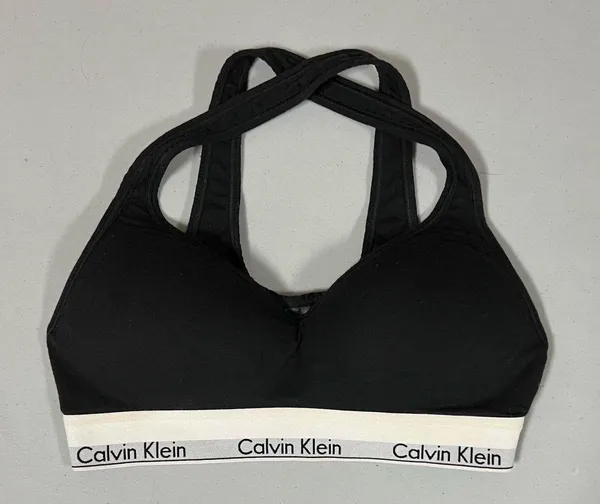 Calvin Klein Black Logo Padded Racerback Sports Bra Bralette Bra-Top Lingerie Size M 🖤 - Image 2