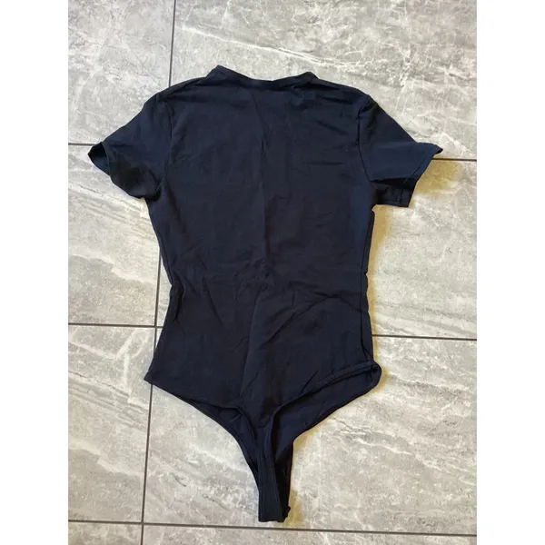 Quince NWOT Womens Organic Cotton Short Sleeve Bodysuit Black Size M CMSL001 - Image 5