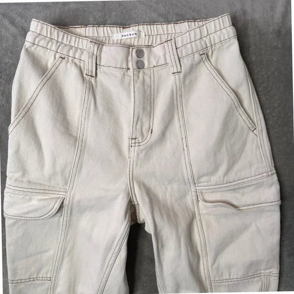 PacSun Elastic Waist Flap Cargo Pants M‎ Contrast Stitch Gorpcore Utility - Image 2