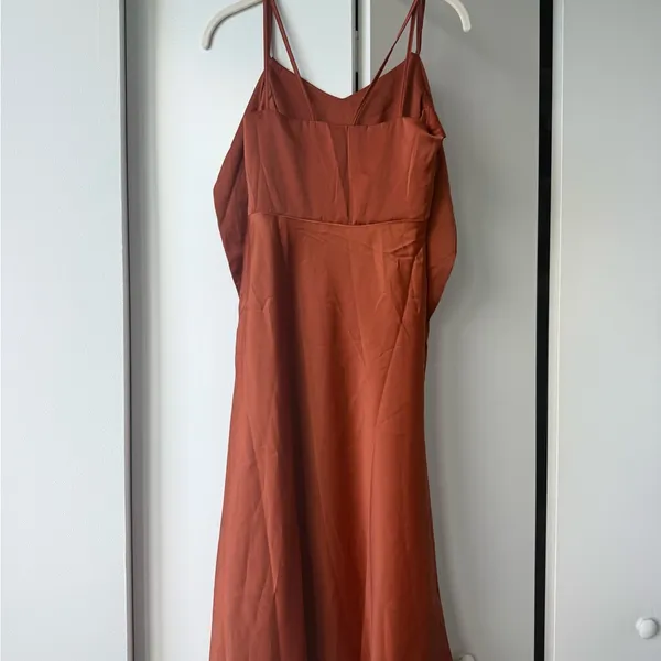 Elegant Rust Slip Dress Brown - Image 2
