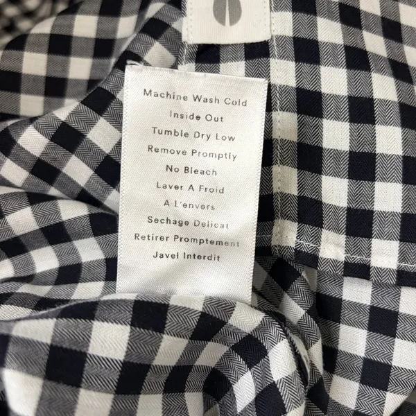 GRAYSON The Hero Black White Gingham Button Front Shirt Blouse Size 02 Small - Image 13