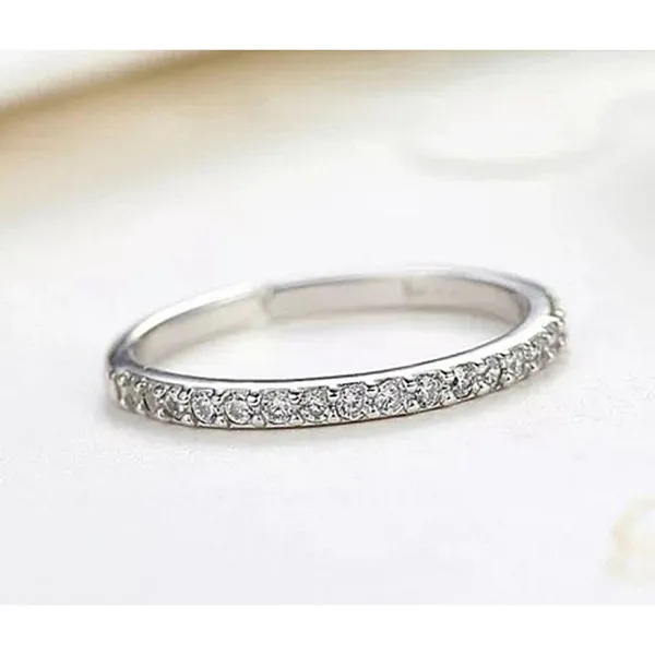 NEW Dainty 14k Gold Plated S925 Simulated Diamond Band Ring, Adjustable Band‎ - Image 4