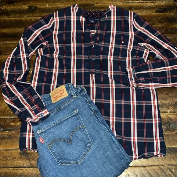 Tommy Hilfiger plaid cotton top - Image 2