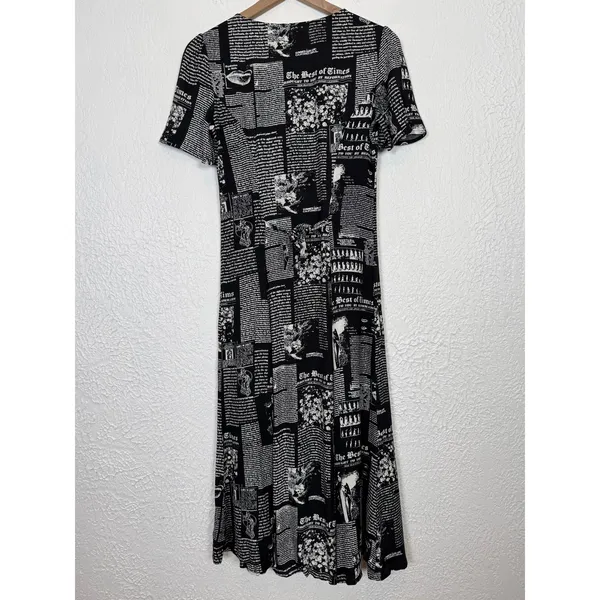 Reformation Locklin Midi Button Front Dress in Zine Newsprint Size 4 - Image 3