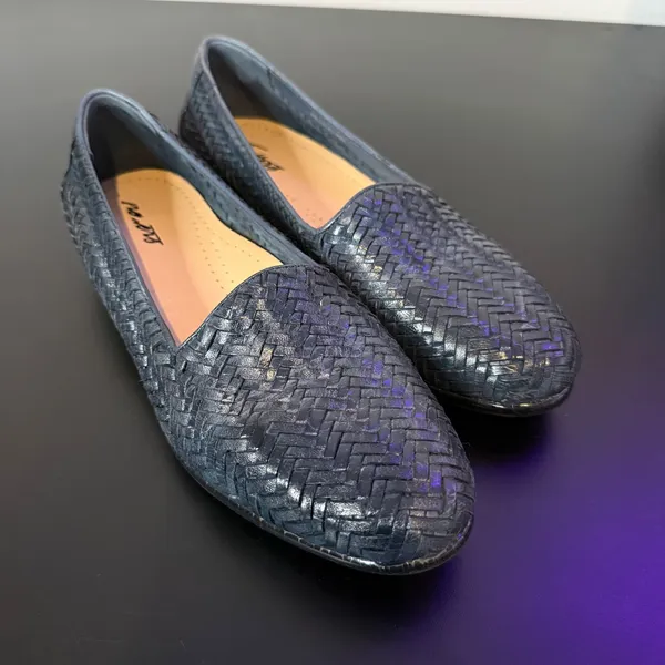 Trotters Liz Woven Leather Herringbone Slip On Loafers Womens 8 Narrow Casual - Image 4