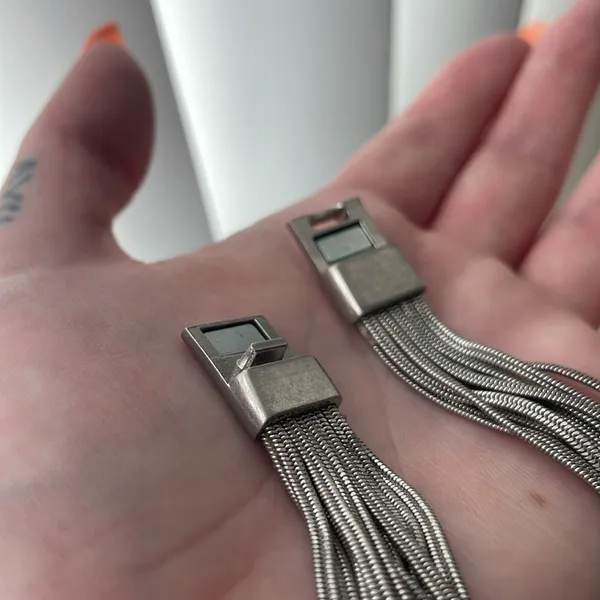 Layered Metal Chain Bracelet Silver - Image 3