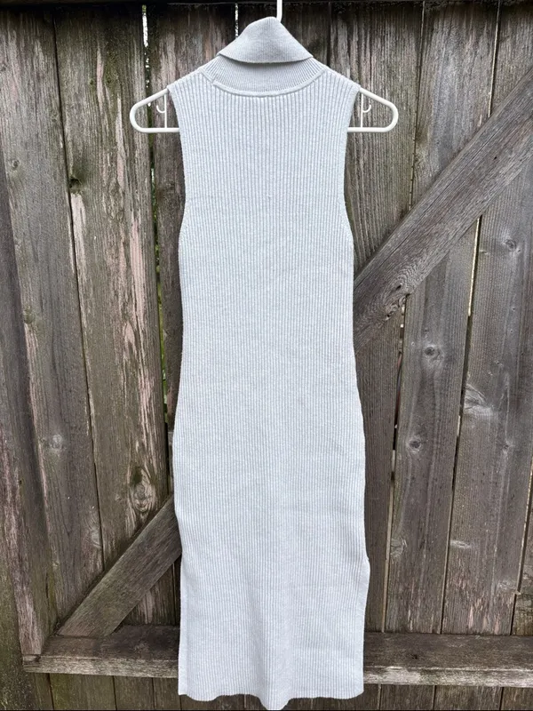 Anthropologie Daily Practice Ribbed Knit Sleeveless Midi Dress Grey Size Small - Image 9
