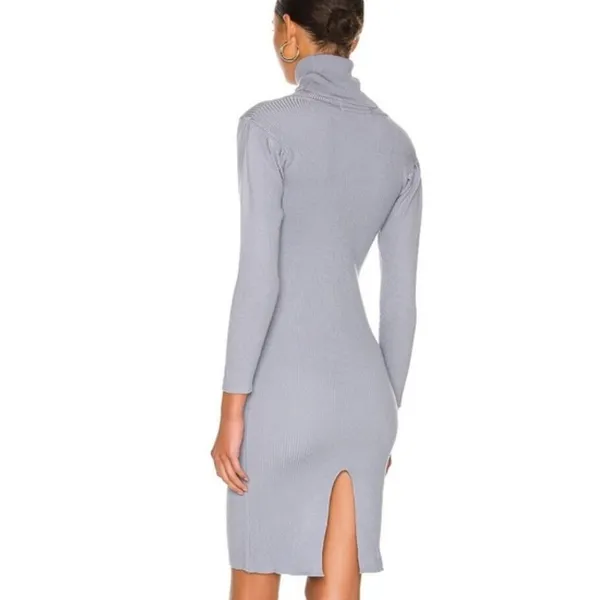 ELLIATT Victoria Knit Dress‎ Ribbed Turtleneck Midi Greay Womens Size S - Image 3