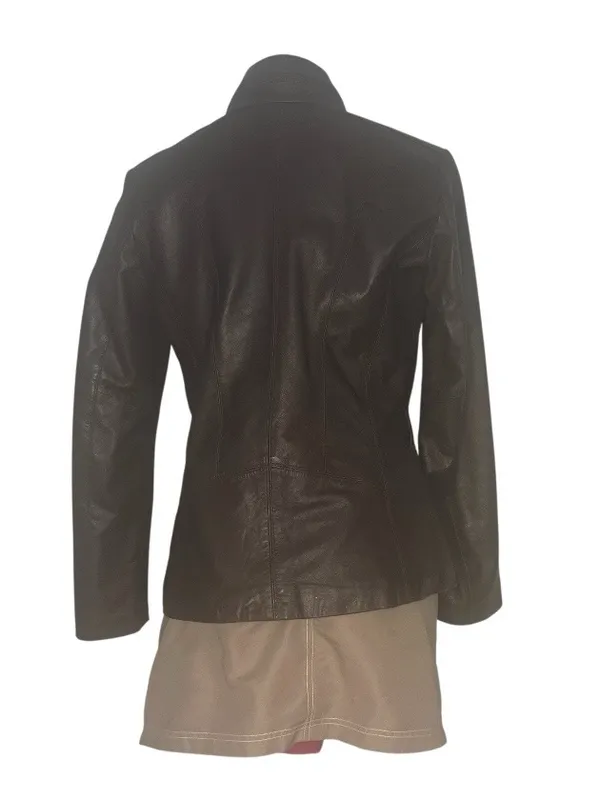 WILSONS LEATHER Brown Jacket Buttery Leather Moto Lined Womens Size Medium - Image 2