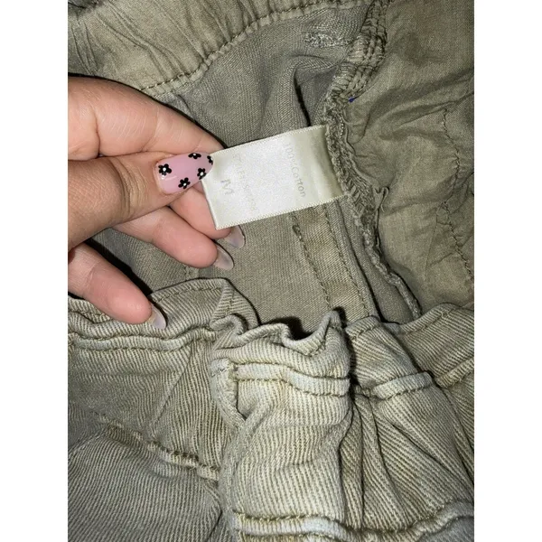 Bohme Women's M Olive Green Paperbag Waist Utility Carpenter Pants High Rise - Image 5