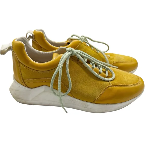 Anthropologie Mustard Yellow Suede Low Top Sneakers Women’s US 7.5 Euro 38 - Image 3
