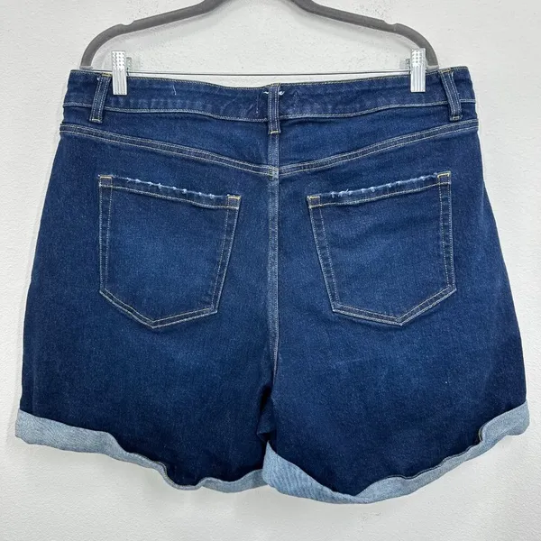 Lane Bryant Size 18 Mid-Rise Boyfriend Cuffed Shorts Dark Blue Casual Summer - Image 5