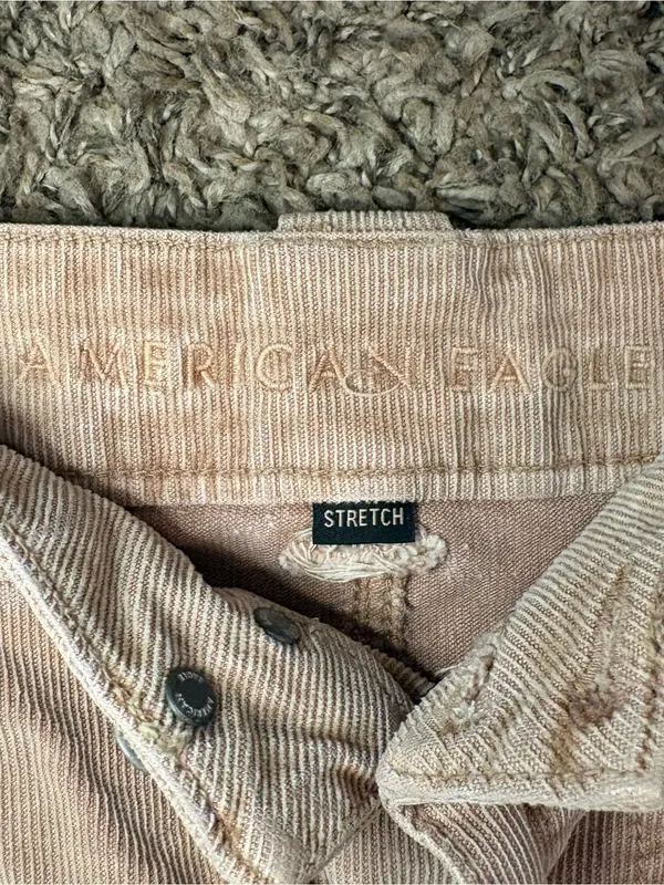 American Eagle Corduroy Mini Skirt Size 10 Brown Tan Y2K Fall - Image 2