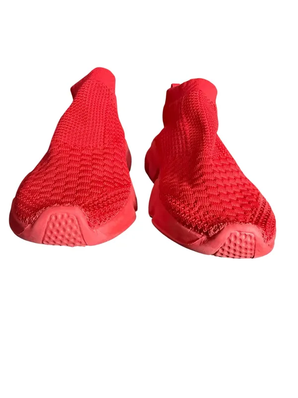 Women’s Red Knit Slip-On Athletic Sneakers - Image 2