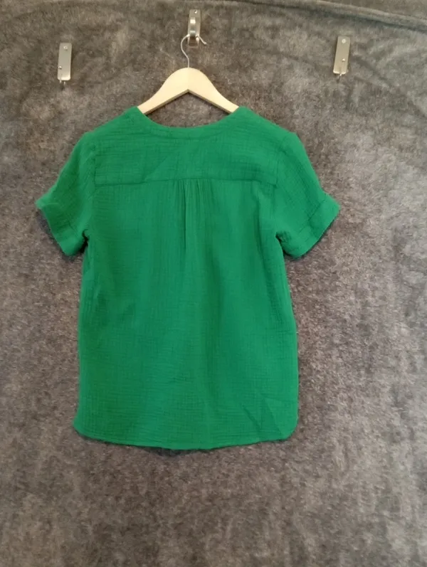 J. Crew Soft Gauze Short Sleeve V Neck Popover Cotton Crinkled Womens XXS - Image 3