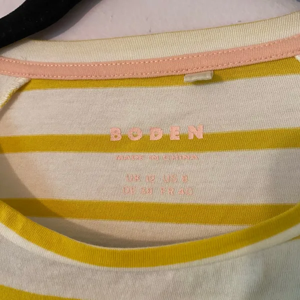 Boden Yellow White Stripe Long Sleeve Shirt Basic Minimalist Preppy Cotton 8 - Image 2