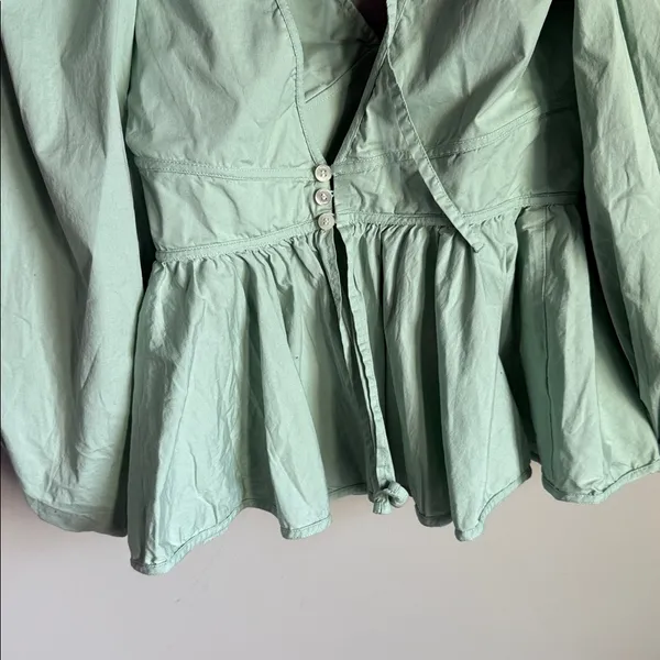 STAUD Luna Peplum Top In Sage 4 - Image 7