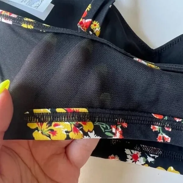 Aerie NWT Offline Goals Plunge Floral Sports Bra Black Size Medium M NEW - Image 8