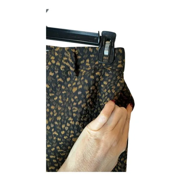 Allen Schwartz Pants Women 0 Black Brown Animal Print Split Hem Flare Trousers‎ - Image 5
