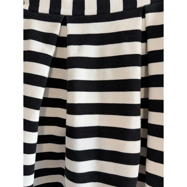 Boden Striped Skirt Woman's Black White Cotton Preppy Minimalist Pockets Size 12 - Image 4