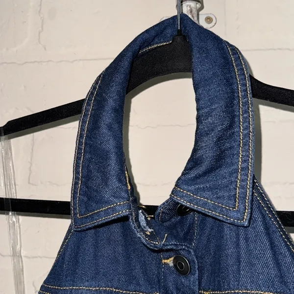 Future Collective dress Alani Noelle halter mini dark denim open back 2 NEW - Image 6