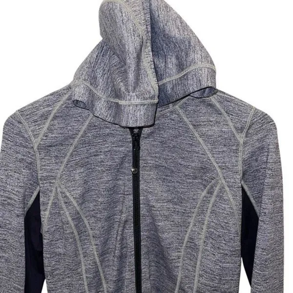 Lululemon Athletica Womens Daily Practice Zip Up Hooded Jacket Gray Black Size 8 - Image 4