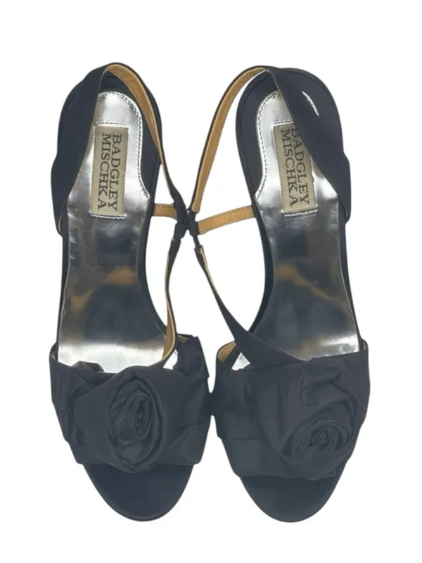 Badgley Mischka ⚘ Rosette Stiletto Heeled Sandals ⚘ Black ⚘ 8M ⚘ Cocktail Attire - Image 10