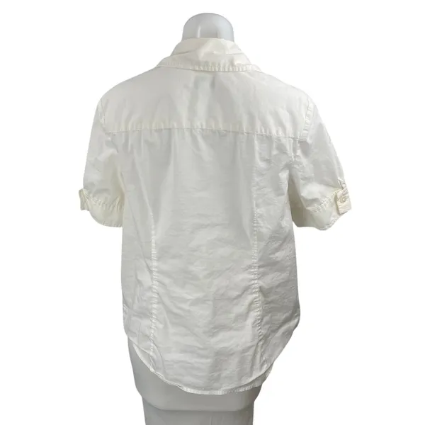 Ann Taylor LOFT Maternity White Collared Short Sleeve Button Down Shirt Top Sz M - Image 2