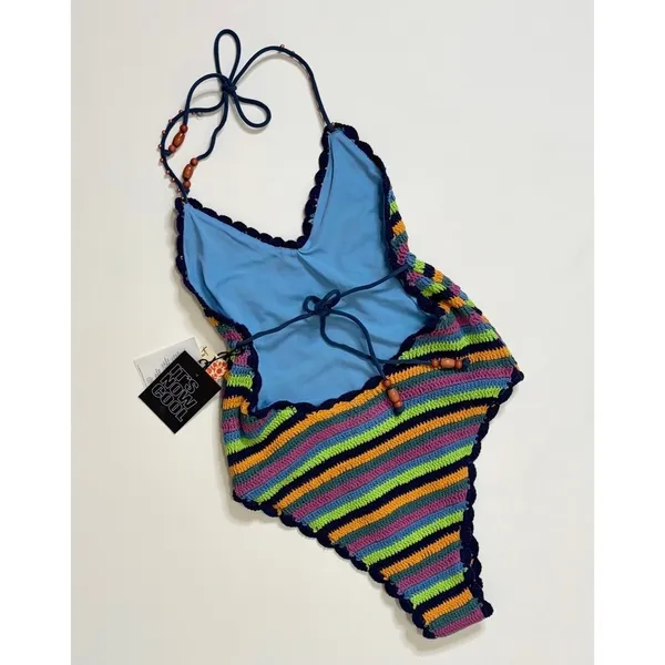 NWT!! FREE PEOPLE It's Now Cool‎ the Crochet Tie One Piece Swimsuit Medium Large - Image 8