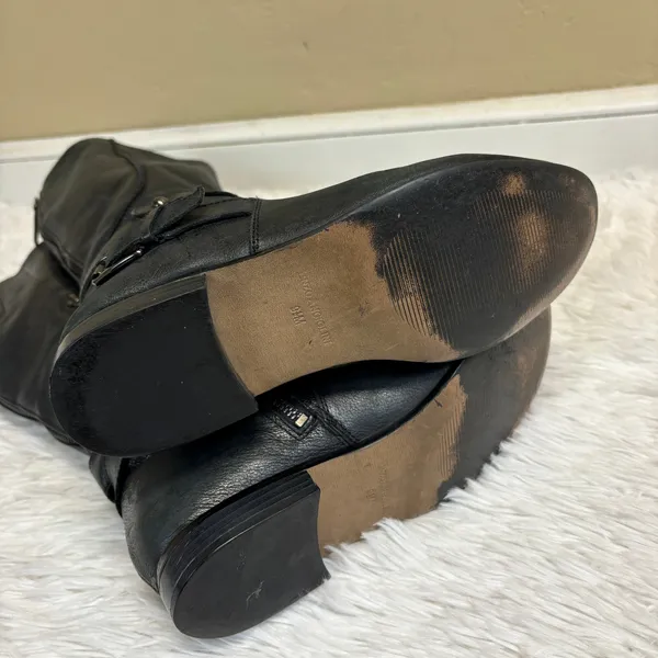 Enzo Angiolini Eavaletta Tall Black Leather Zip Riding Boots Size 9.5 *Flawed - Image 5