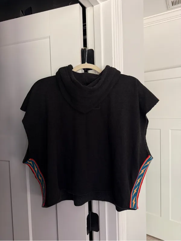Aviator nation BOLT STRIPE SLEEVELESS RELAXED CROPPED PULLOVER HOODIE BLACK - Image 6