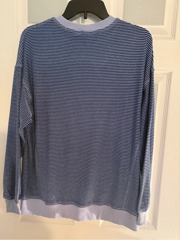 Altar’d State Striped Navy & Light Blue Crewneck Pullover - Image 4