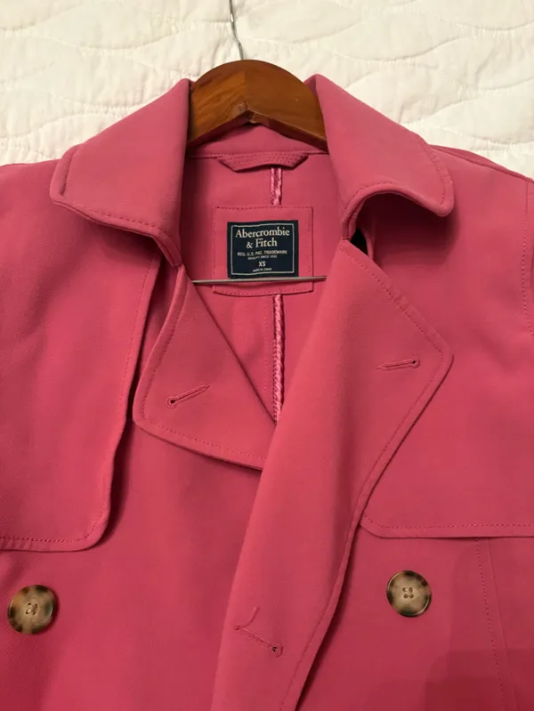 Abercrombie & Fitch trench coat in pink size XS - Image 4