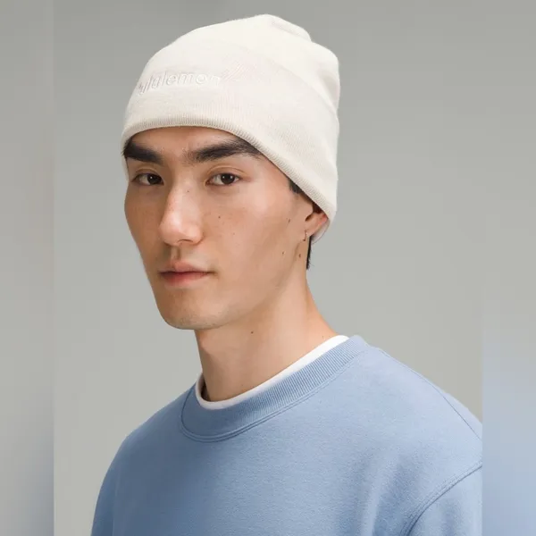 Lululemon NWT Warm Revelation Beanie Merino Wool Blend Heathered Bone Color - Image 4